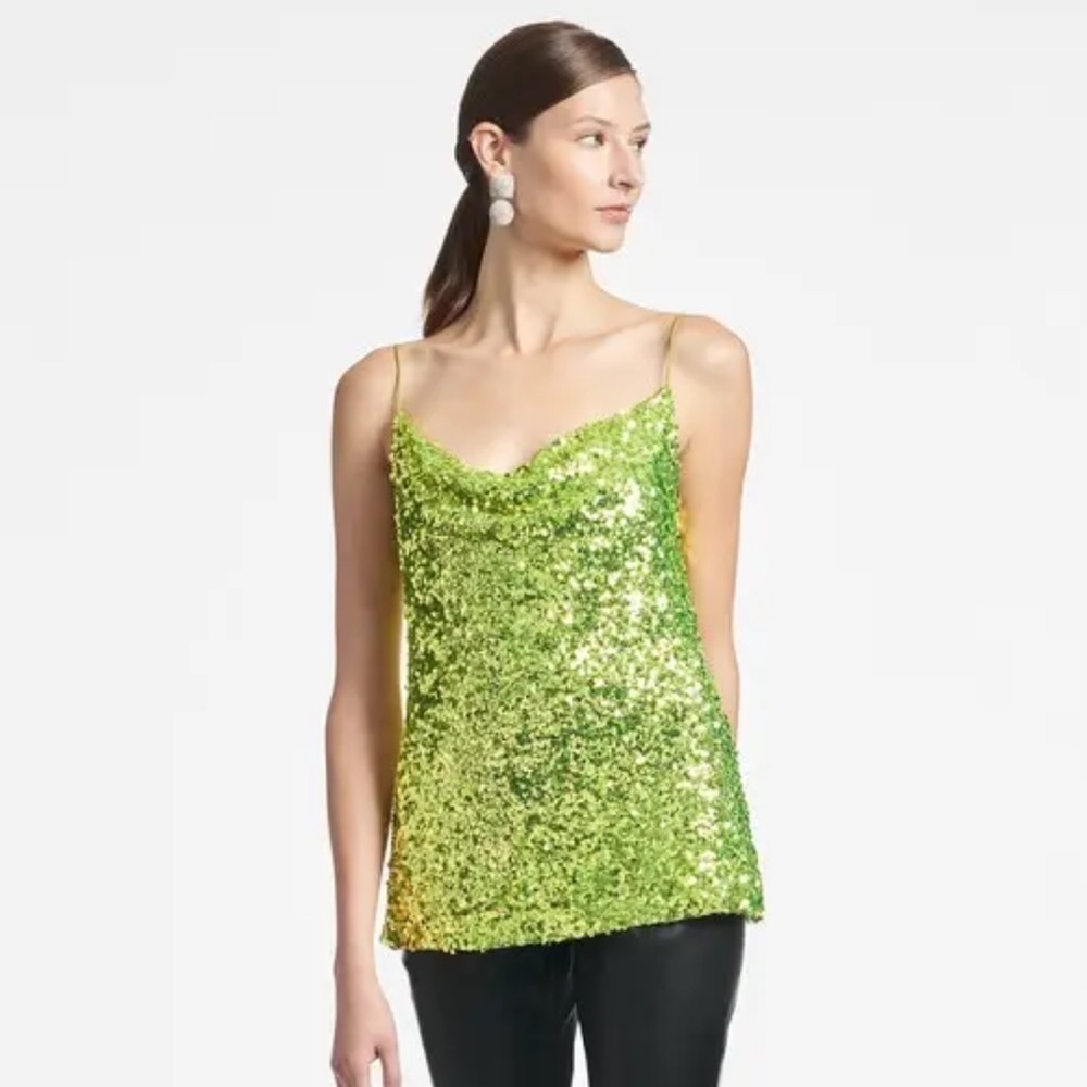 SACHIN + BABI Jesse Sequin Top In Chartreuse
